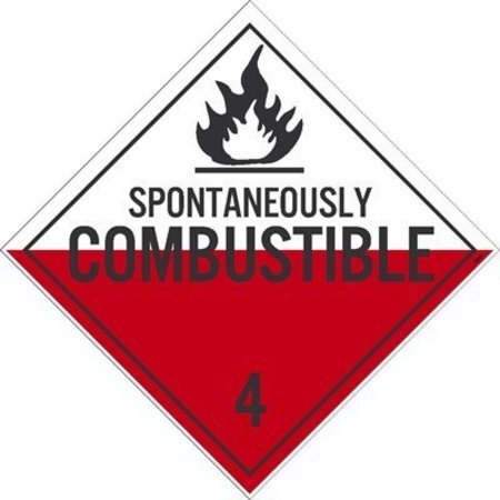 NMC Spontaneously Combustible 4 Dot Placard Sign, Material: Rigid Plastic DL48R
